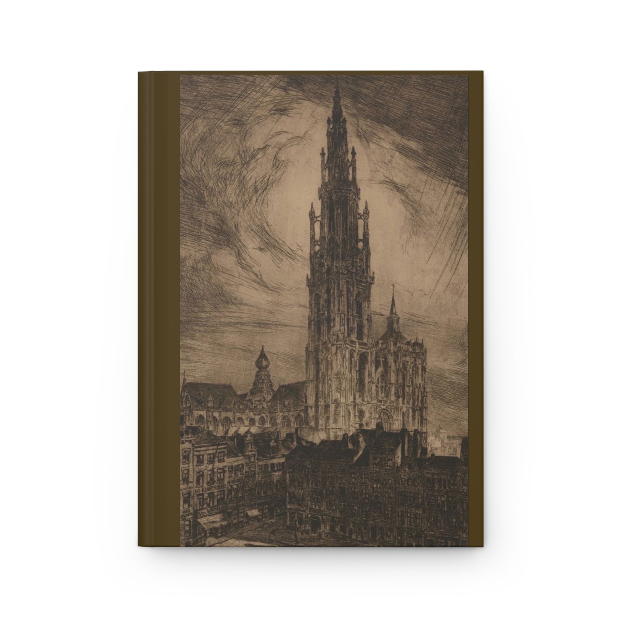 Architectural Sketch Hardcover Journal — Vintage Cathedral Blueprint Notebook