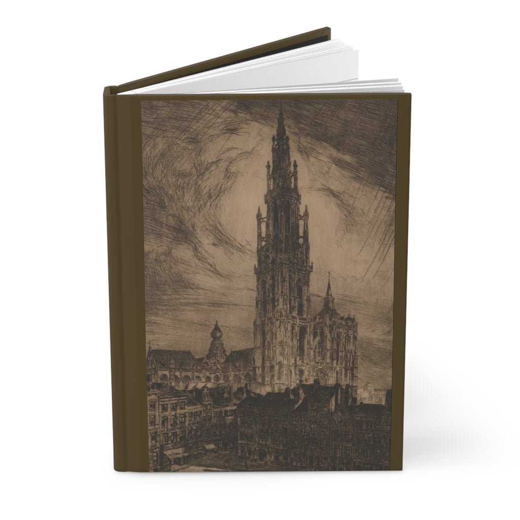 Architectural Sketch Hardcover Journal — Vintage Cathedral Blueprint Notebook